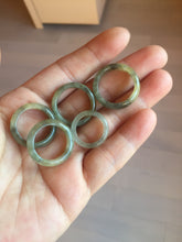 Load image into Gallery viewer, 100% natural type A ice watery black/brow/gray (Wu ji, 冰乌鸡) Chinese ink painting(水墨) jadeite jade band ring AT109