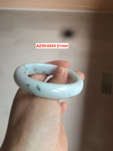 Load image into Gallery viewer, 51-53mm Certified Type A 100% Natural light green/white with green floating flowers oval Jadeite Jade bangle group AZ40