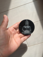 Load image into Gallery viewer, 100% natural black jadeite jade(Wuji, 乌鸡)  Guanyin (观音) safe and sound pendant/worry stone/decor BM38