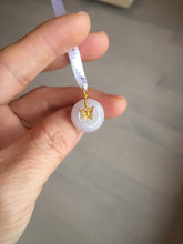 Load image into Gallery viewer, Type A 100% Natural light purple white Jadeite Jade Safety Guardian Button donuts Pendant group AU76