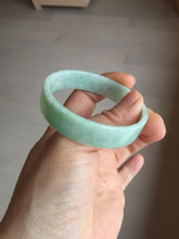 Load image into Gallery viewer, 52mm Certified Type A 100% Natural sunny green white square Jadeite Jade bangle AJ71-1346