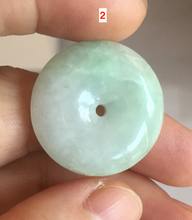 Load image into Gallery viewer, 23.5-27.7mm 100% Natural apple green/white jadeite Jade Safety Guardian Button(donut) Pendant group BK112