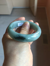 Load image into Gallery viewer, 54mm certified 100% natural Type A green white with green floating flowers chubby jadeite bangle PB245-9551
