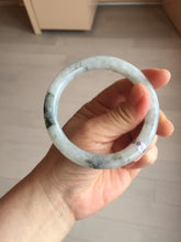 Load image into Gallery viewer, 58.2mm certified Type A 100% Natural icy light green white with green floating flowers round cut Jadeite Jade bangle BS63-7349