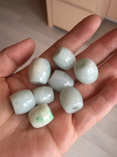 Load image into Gallery viewer, type A 100% Natural white/light green olive shape Jadeite Jade LuluTong (Every road is smooth) bead pendant BK107