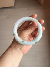 Load image into Gallery viewer, 60mm certified 100% natural light green/white/purple chubby round cut jadeite jade bangle BS40-8569