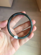 Load image into Gallery viewer, 57mm Certified Type A 100% Natural icy watery light green/blue/gray with flying snow Guatemala slim round cut Jadeite bangle BG197-2487