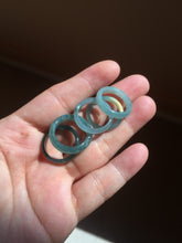 Load image into Gallery viewer, 15.7mm size 5 100% natural type A icy watery green/blue icy watery Guatemala jadeite jade band ring group BP87