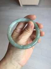 Load image into Gallery viewer, 55.5mm Certified type A 100% Natural  light green gray round cut Jadeite bangle PD41-9580