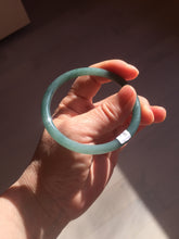 Load image into Gallery viewer, 56.9mm Certified Type A 100% Natural icy watery deep sea dark green/blue/gray/black slim round cut Guatemala Jadeite bangle AU60-7067