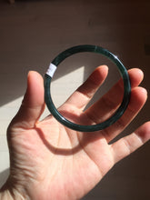 Load image into Gallery viewer, 59.5mm Certified Type A 100% Natural dark green/blue/gray Guatemala slim round cut Jadeite bangle BP200-5524
