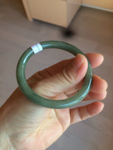 Load image into Gallery viewer, 50.5mm certificated Type A 100% Natural dark green/gray round cut oval Jadeite Jade bangle BK47-2879