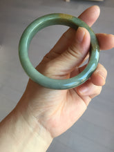 Load image into Gallery viewer, 55.4mm certified 100% natural Type A dark green yellow gray black jadeite jade bangle AA72-7576