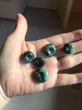Load image into Gallery viewer, Type A 100% Natural dark green black Jadeite Safety Guardian Button donuts pendant PD187
