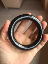 Load image into Gallery viewer, 54.9mm certified 100% Natural black(MO YU 墨玉) meteorite Stellar Night sky chubby round cut nephrite bangle HF119-8244