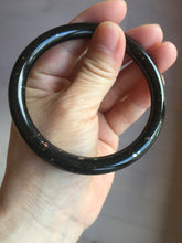 Load image into Gallery viewer, 61.4mm certified 100% Natural dark green/black meteorite Stellar Night sky slim round cut nephrite bangle HF114-1255