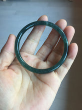 Load image into Gallery viewer, 56.2mm Certified Type A 100% Natural icy watery dark green/blue/gray Guatemala slim round cut Jadeite bangle PD62-3386