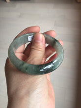 Load image into Gallery viewer, 53.7mm certificated Type A 100% Natural dark green gray black Jadeite Jade bangle S87-7052