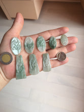 Load image into Gallery viewer, 100% Natural type A light green safe and sound pendant with the carved hieroglyph of "Buddha" jadeite Jade pendant group B99