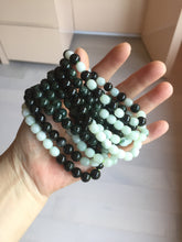 Load image into Gallery viewer, 7.6-8mm 100% natural white/black/blue/green/brown(Wuji, Mocui) jadeite jade beads bracelet BP148
