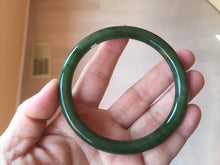 Load image into Gallery viewer, 62mm certified 100% Natural dark green/black round cut nephrite (碧玉) bangle HN18-9161