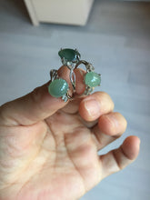 Load image into Gallery viewer, 100% natural type A icy watery green dark green four-prong jadeite jade ring group BP144