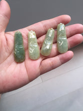 Load image into Gallery viewer, 100% Natural type A green/yellow Jadeite Jade bamboo pendant group F158
