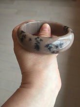 Load image into Gallery viewer, 60mm 100% natural chocolate milk color with flying leaf morning in the country chubby Quartzite (Shetaicui jade) bangle AW5