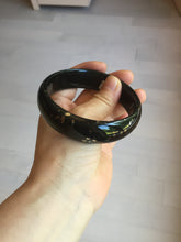 Load image into Gallery viewer, 63.9mm 100% Natural dark green/black meteorite Stellar Night sky nephrite bangle HT121-1020