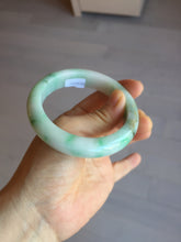 Load image into Gallery viewer, 55.8mm certified type A 100% Natural sunny green white flying flowers jadeite jade bangle AX129-5234