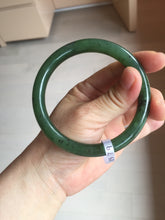 Load image into Gallery viewer, 61.5mm certified 100% Natural dark green black (碧玉) round cut nephrite Jade bangle HT105-1579