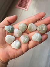Load image into Gallery viewer, 100% Natural type A icy watery light green white small happy Buddha (拇指佛) jadeite Jade pendant group F131