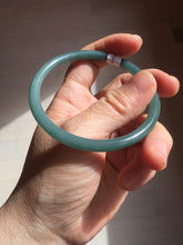 Load image into Gallery viewer, 59.5mm Certified Type A 100% Natural dark green/blue/gray Guatemala slim round cut Jadeite bangle BP194-2462