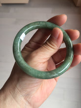 Load image into Gallery viewer, 55.5mm Certified Type A 100% Natural dark green/gray round cut Jadeite Jade bangle D155-5370