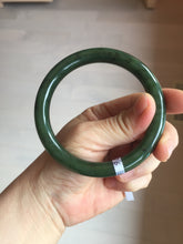 Load image into Gallery viewer, 60.4mm certified 100% Natural dark green/black nephrite Jade(碧玉) bangle HN11-1576