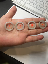 Load image into Gallery viewer, 100% natural type A icy watery light green/white jadeite jade band ring group R116