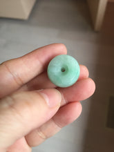 Load image into Gallery viewer, 20mm Type A 100% Natural Sunny green/white Jadeite Jade Safety Guardian Button donuts Pendant group PD10