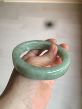 Load image into Gallery viewer, 59.5mm certified type A 100% Natural light green/gray chubby square style Jadeite Jade bangle AZ38-1505