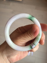 Load image into Gallery viewer, 54mm Certified Type A 100% Natural light green purple(春带彩) round cut jadeite Jade bangle AA84-4939