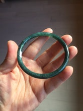 Load image into Gallery viewer, 59mm Certified Type A 100% Natural dark green/blue/gray with Guatemala slim round cut Jadeite bangle BG204-8847