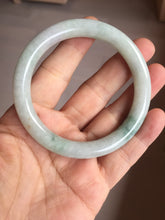 Load image into Gallery viewer, 54.2mm Certified type A 100% Natural light green white purple brown(FU LU SHOU) with green floating flowers round cut Jadeite bangle Q132-2859