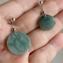 Load image into Gallery viewer, 100% natural icy watery dark green/gray jadeite jade safe and sound couple pendant pair BG4