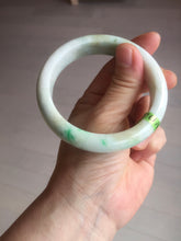 Load image into Gallery viewer, 58mm certificated Type A 100% Natural sunny green/white Jadeite Jade bangle E48-7904