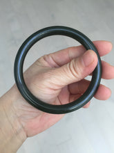 Load image into Gallery viewer, 62mm certified 100% Natural dark green/black round cut nephrite (碧玉) bangle HN21-9155