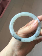 Load image into Gallery viewer, 58.2mm certified Type A 100% Natural icy light green white with green floating flowers round cut Jadeite Jade bangle BS63-7349