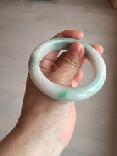 Load image into Gallery viewer, 54.5mm Certified 100% natural Type A sunny green/white chubby jadeite jade bangle BK96-0319