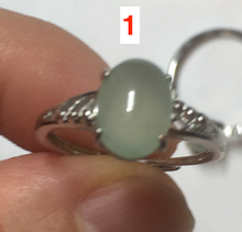 Load image into Gallery viewer, 100% natural type A icy watery green dark green four-prong jadeite jade ring group BP145