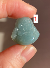 Load image into Gallery viewer, 100% Natural blue gray green  Guatemala jadeite Jade  happy buddha pendant group BH58