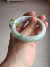 Load image into Gallery viewer, 50mm 100% natural Type A sunny green/purple oval jadeite jade bangle E51-1084