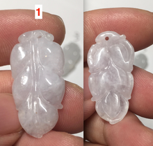 Load image into Gallery viewer, 100% natural type A icy watery white purple green jadeite jade  leaf pendant group F157